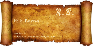 Mik Barna névjegykártya